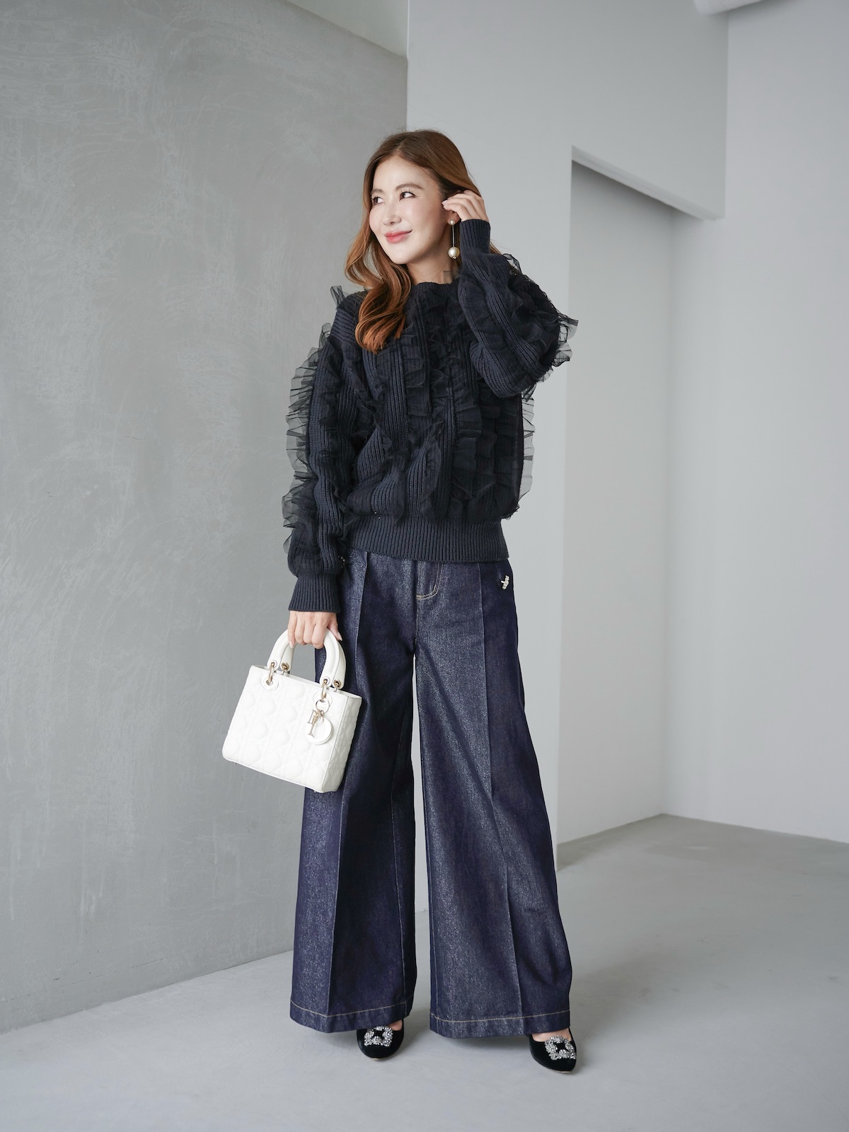 ラメパールデニムパンツ