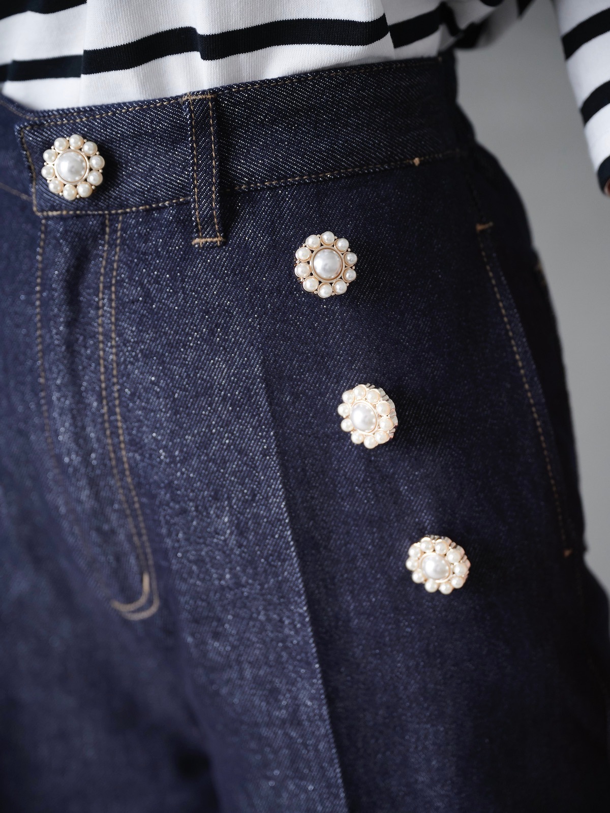 ラメパールデニムパンツ