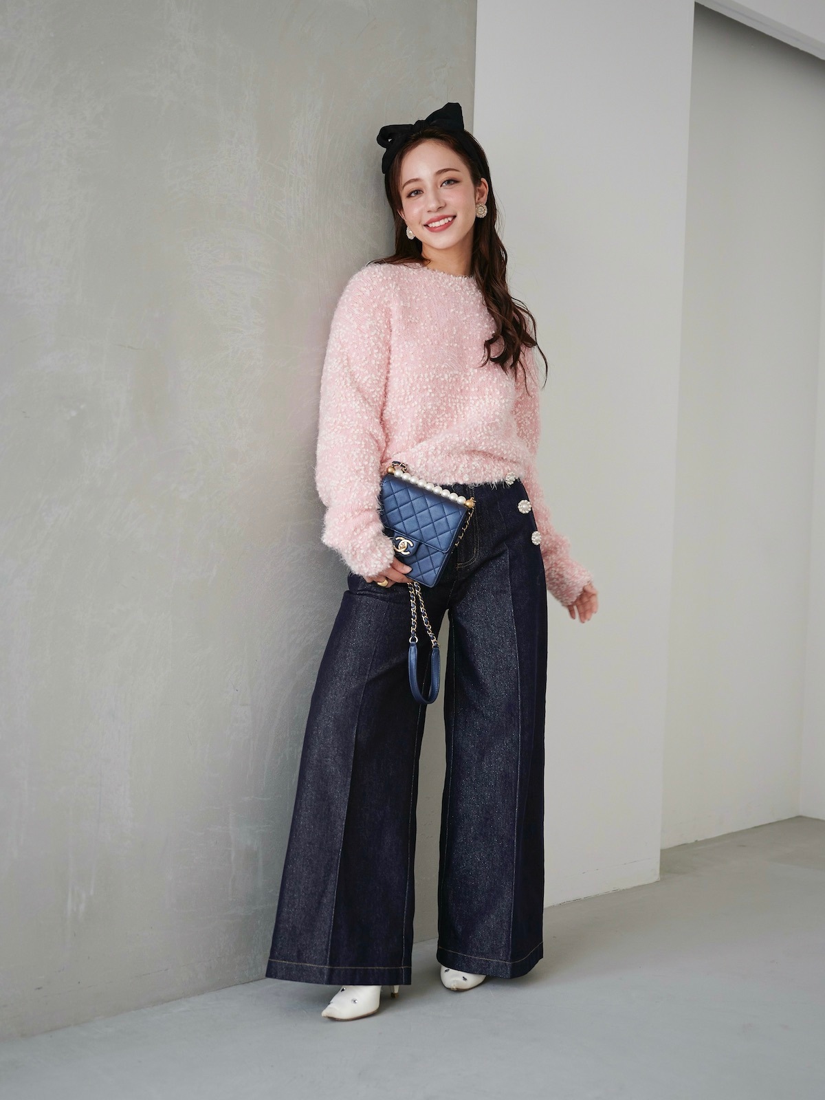 ラメパールデニムパンツ