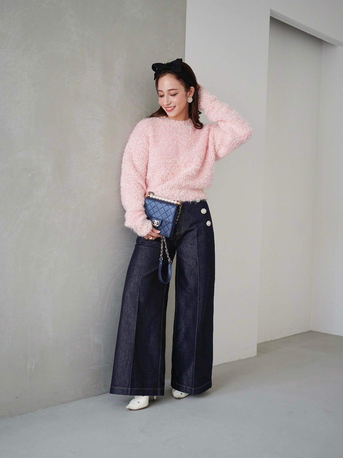 ラメパールデニムパンツ