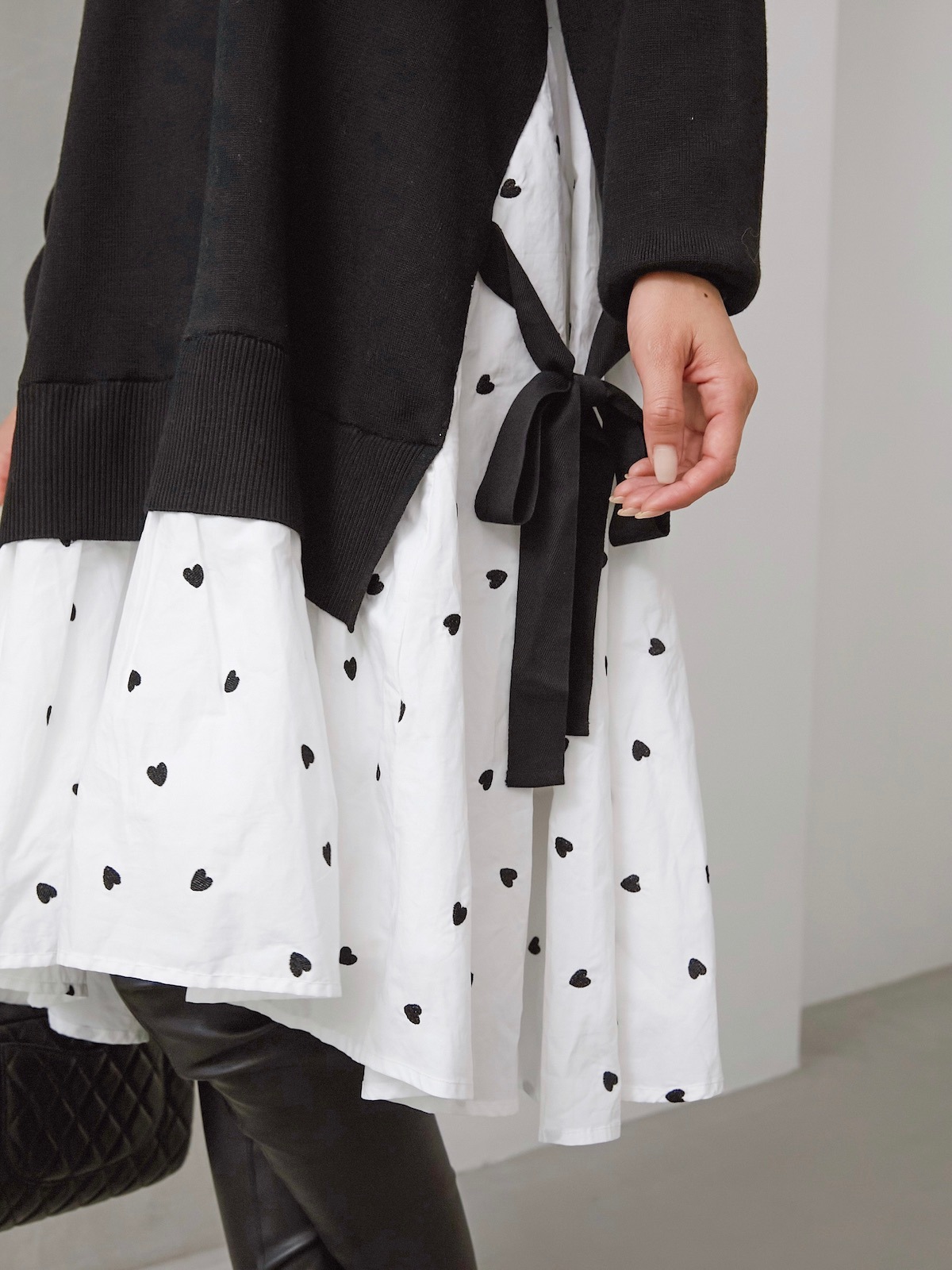 ニットドッキングワンピース/ホワイトハート