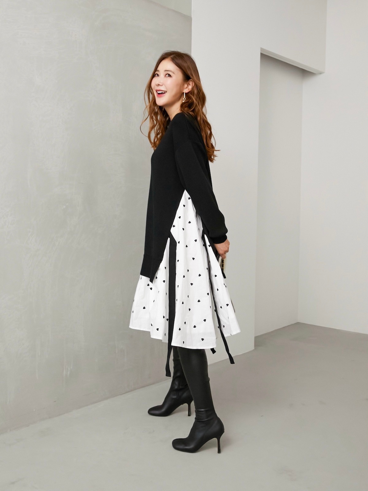 ニットドッキングワンピース/ホワイトハート