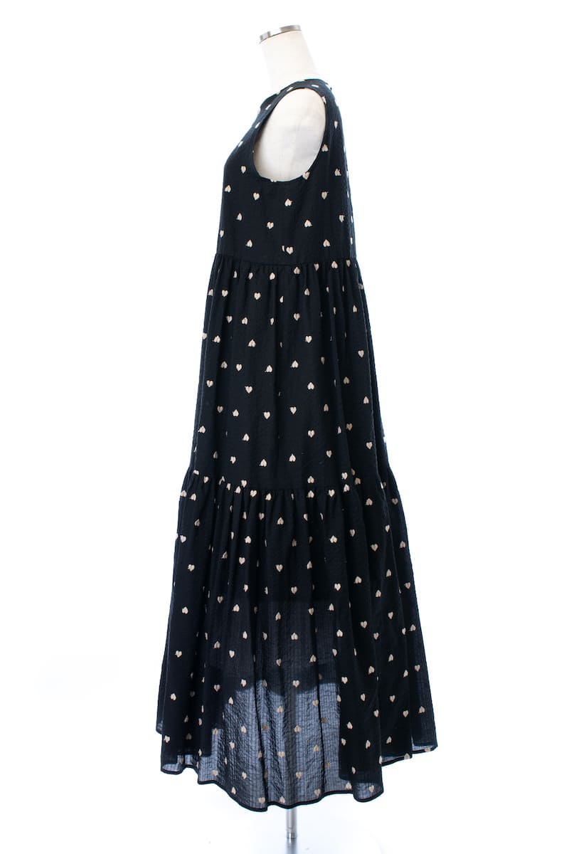 ハート刺繍ティアードワンピース/ ベージュ | DRESS | OBLI