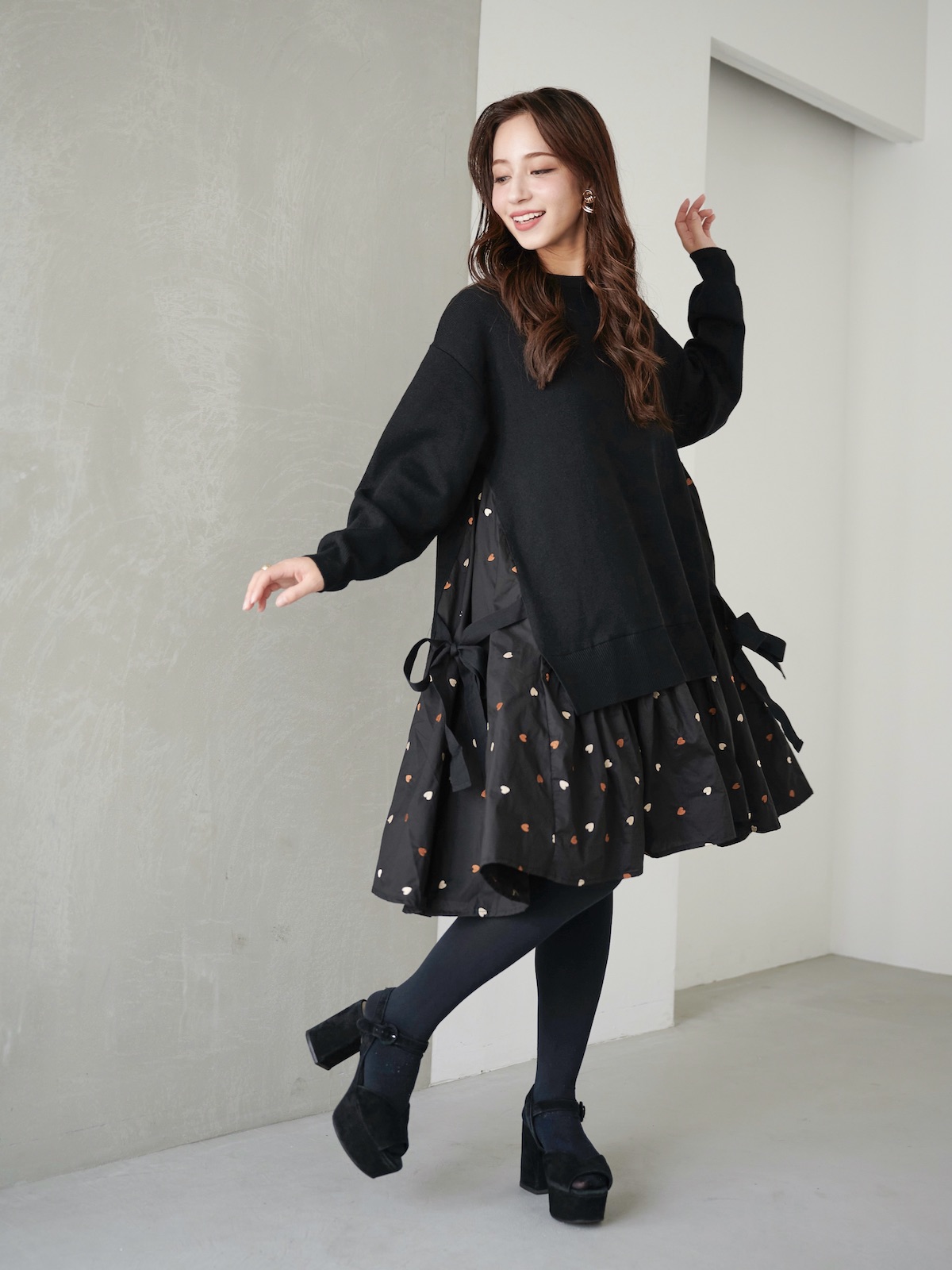 ニットドッキングワンピース/ブラウンハート【残り3点】 | DRESS | OBLI