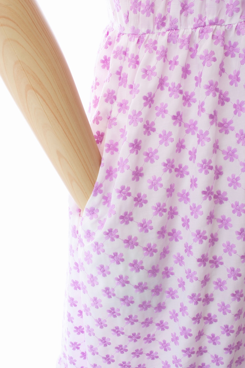 刺繍フリルワンピース/パープル