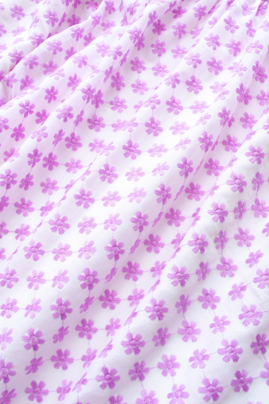 刺繍フリルワンピース/パープル