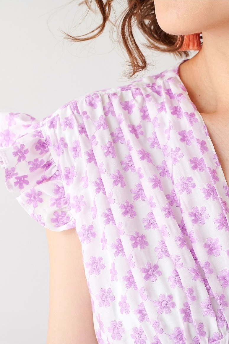 刺繍フリルワンピース/パープル | DRESS | OBLI 