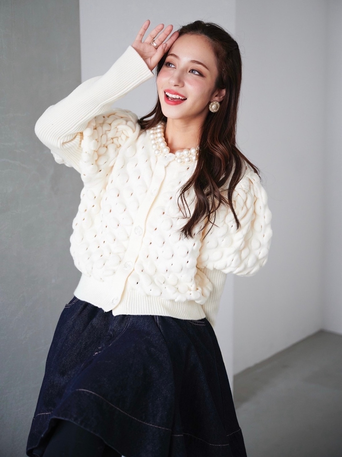 パールカーディガン/ホワイト