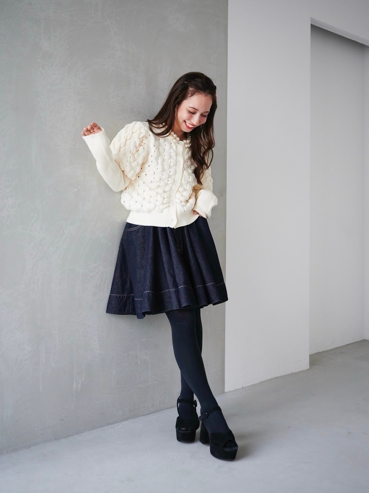 パールカーディガン/ホワイト