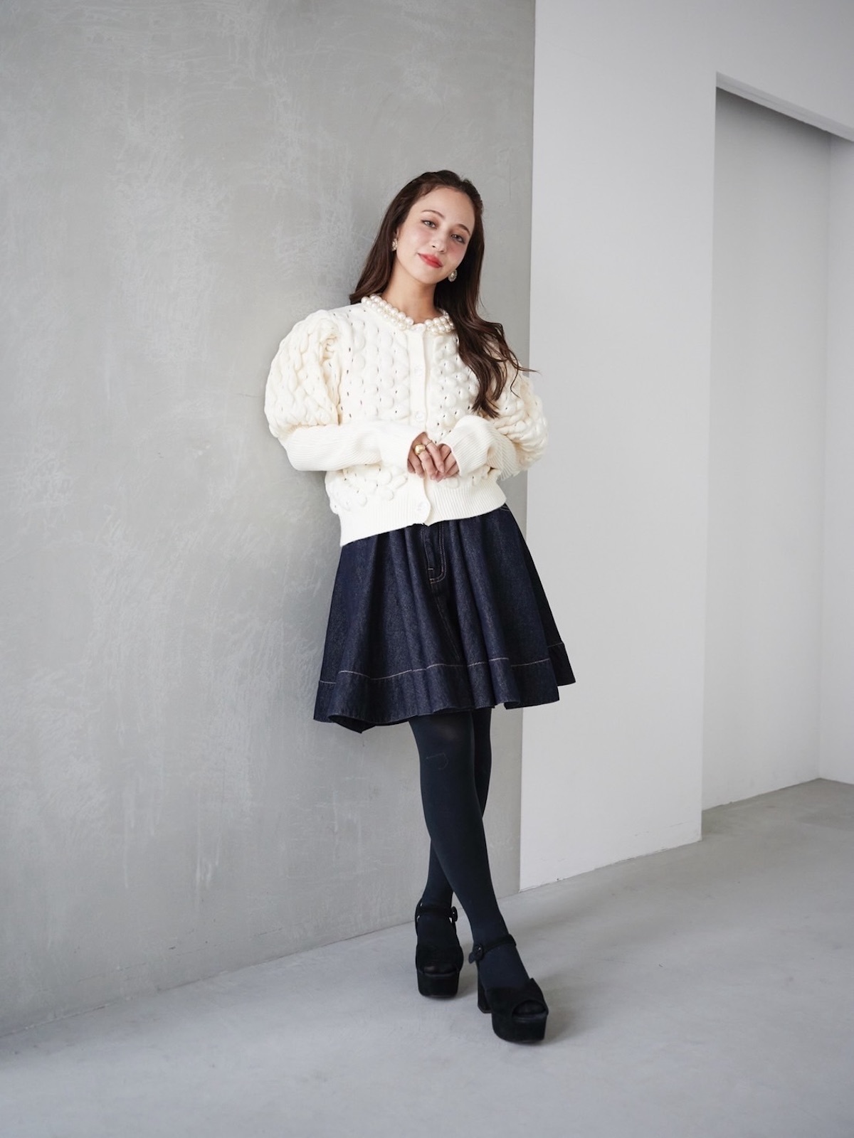 パールカーディガン/ホワイト