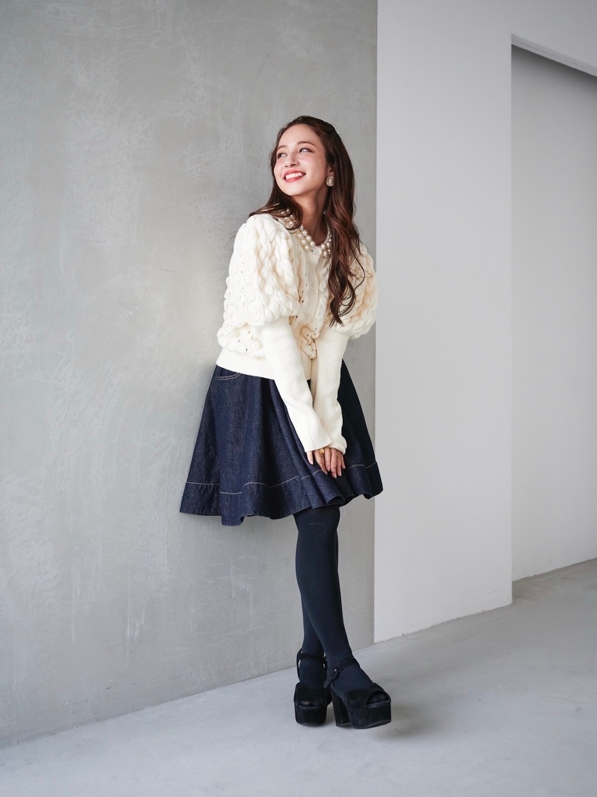 パールカーディガン/ホワイト