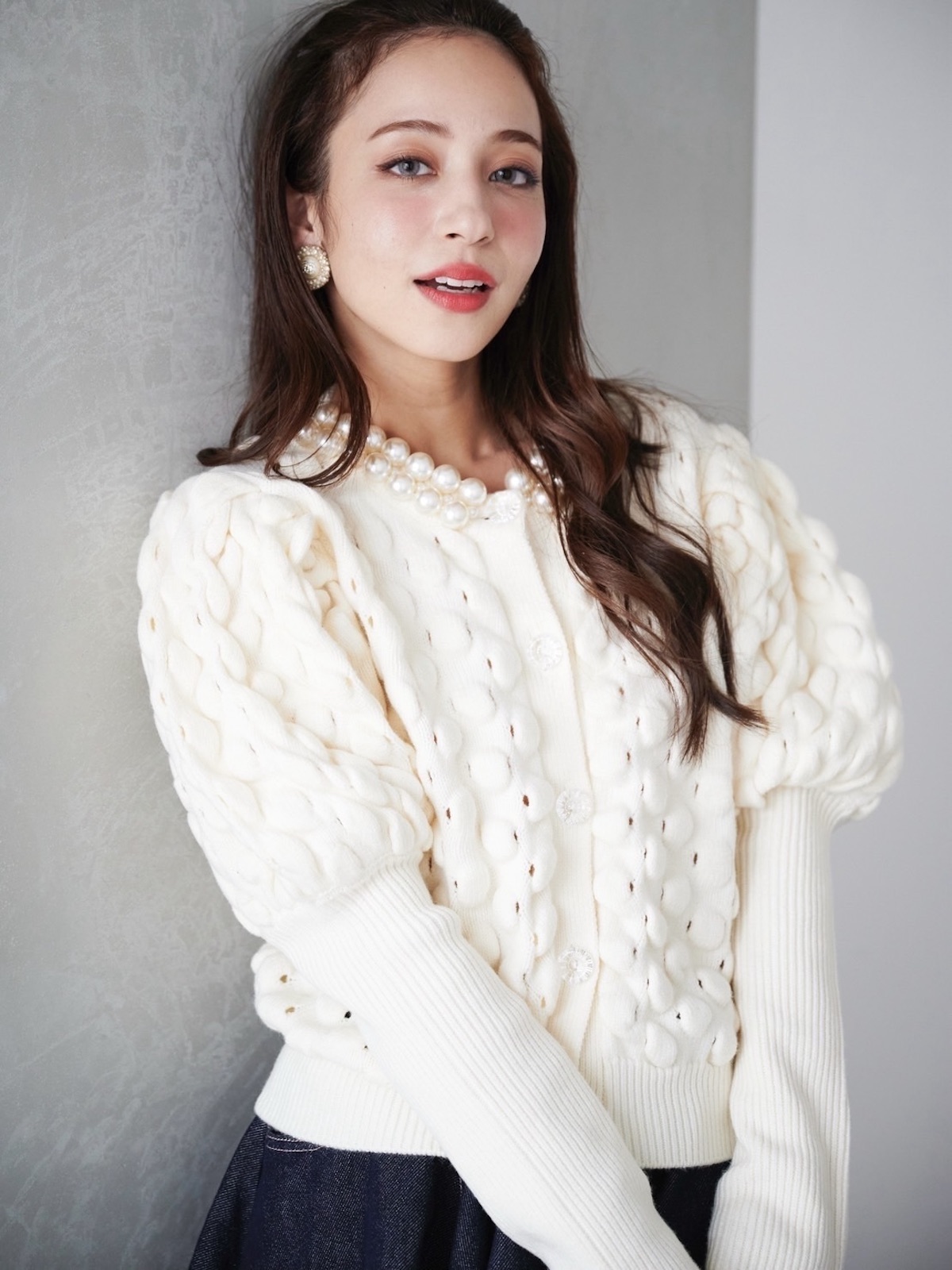 パールカーディガン/ホワイト