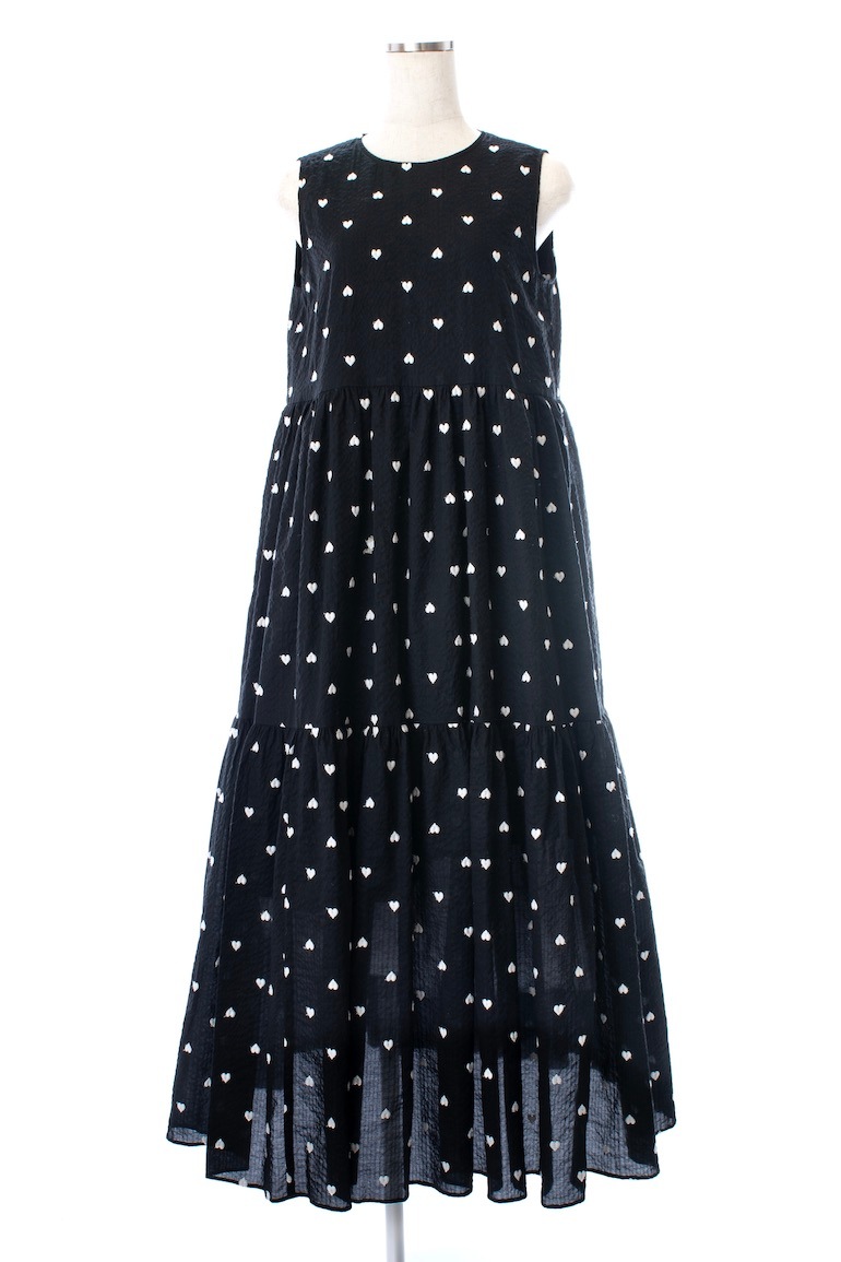 ハート刺繍ティアードワンピース