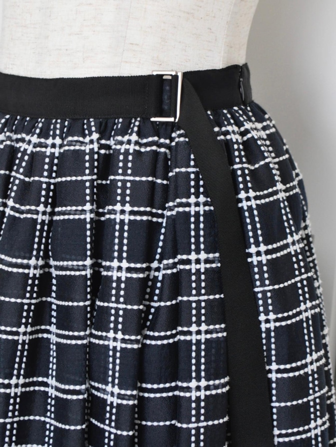 シフォンチェックスカート | BOTTOMS | OBLI