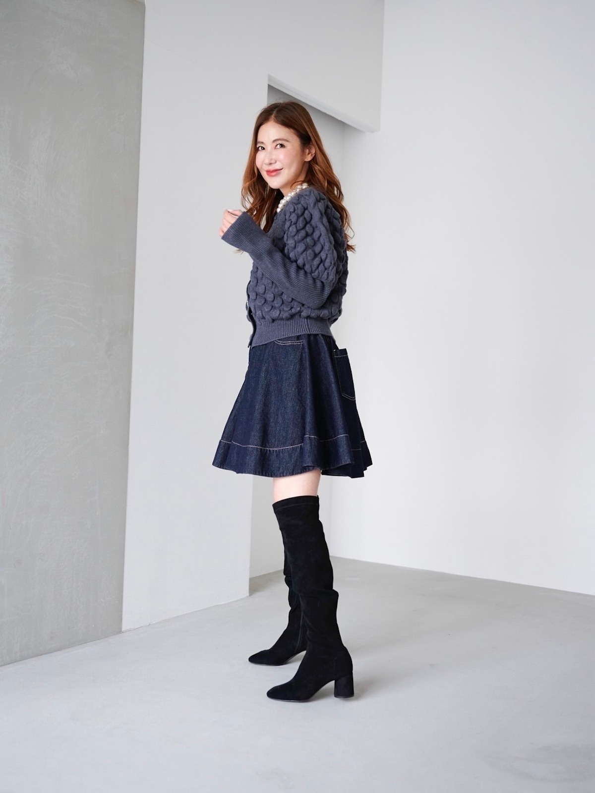 パールカーディガン/グレー