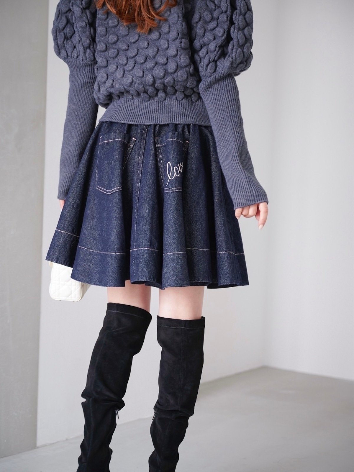 パールカーディガン/グレー