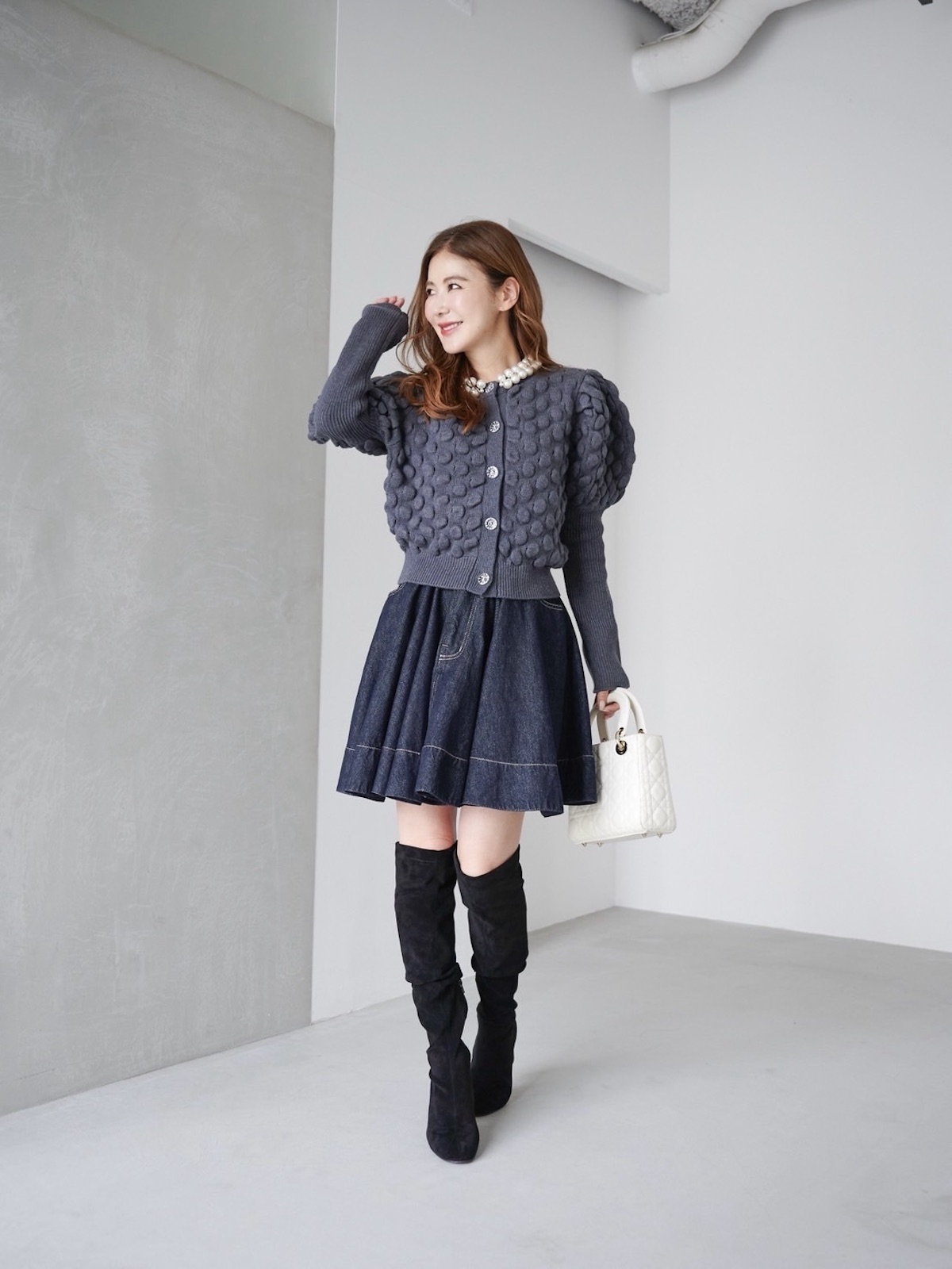 パールカーディガン/グレー