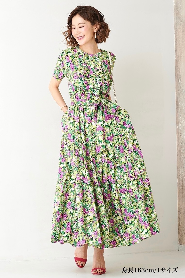 グリーンフリルワンピース | DRESS | OBLI