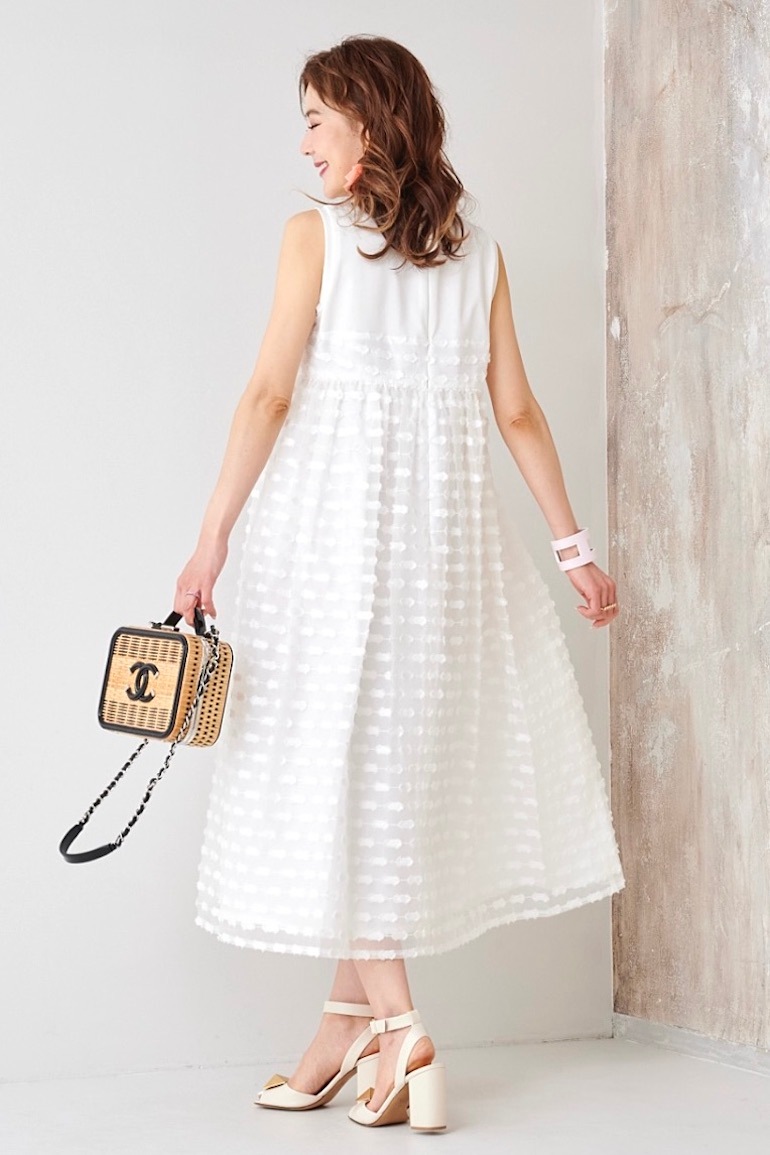 obliM】米沢別注フリンジドッキングホワイトワンピース | DRESS | OBLI