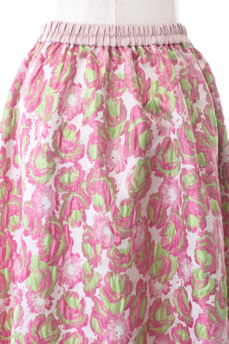 ピンクグリーンジャガードスカート | BOTTOMS | OBLI 
