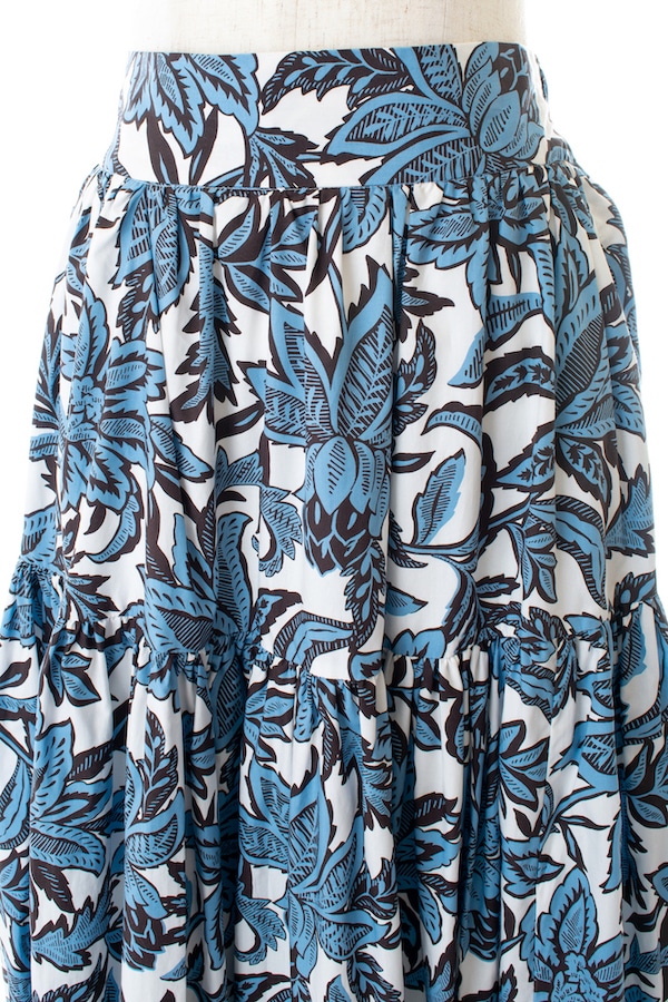 切替コットンフラワースカート/ブルー | ALL | OBLI 