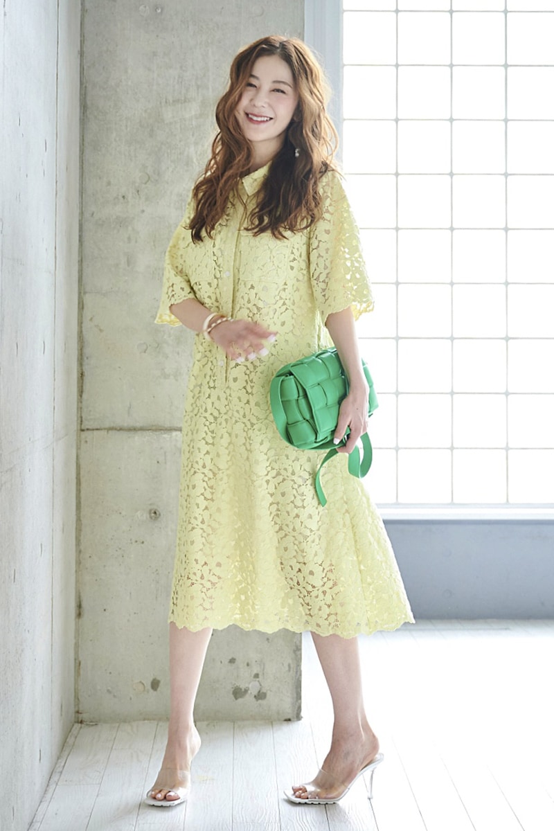 OBLI イエローレースワンピース　オブリ　コットンレース　インナー付き イエローレースワンピース【残り2点】 | DRESS | OBLI