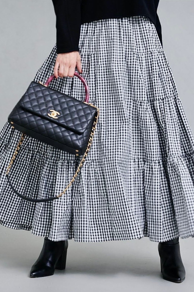 Vネックウールトップス/ブラック