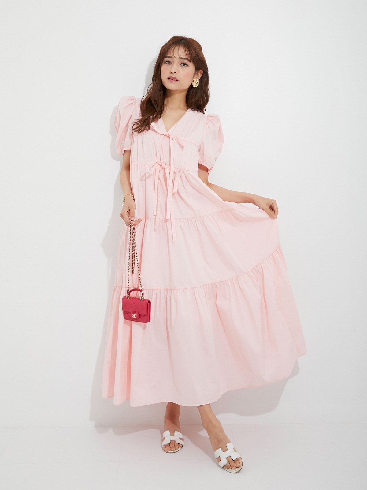 ピンクパフスリーブワンピース | DRESS | OBLI