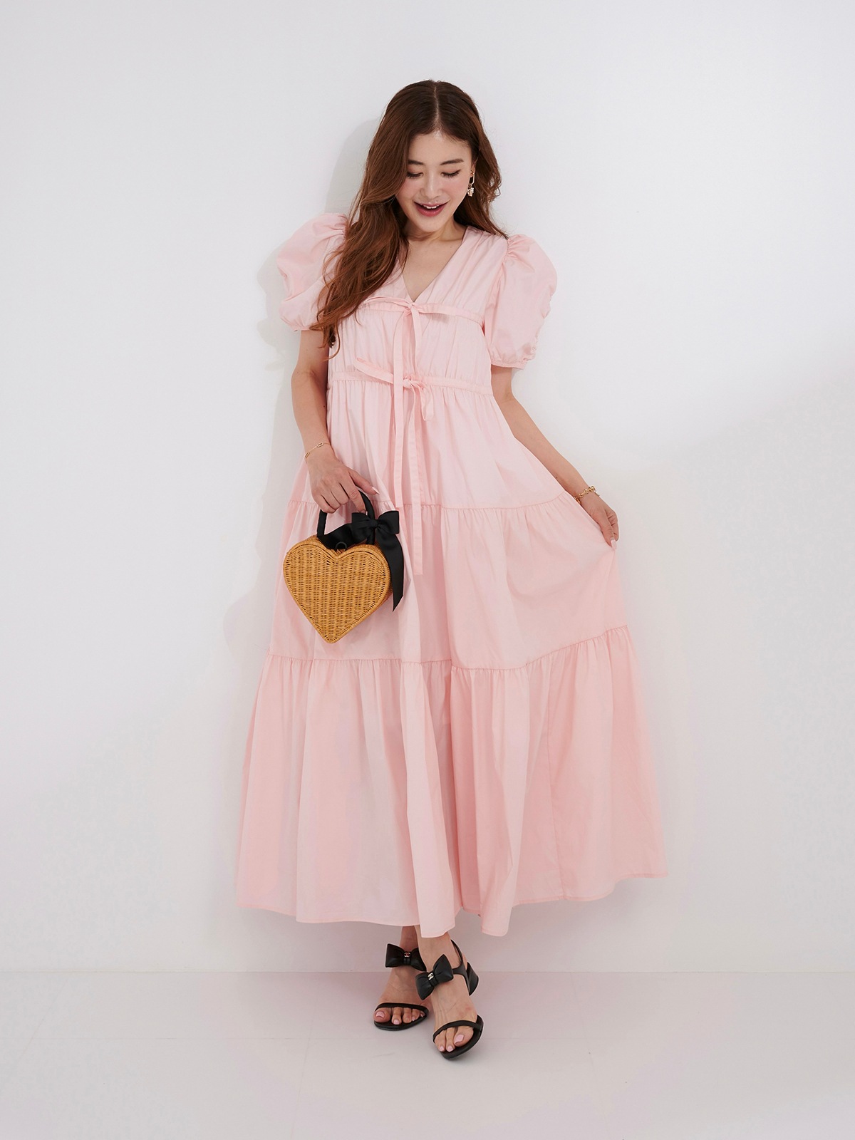 obli ピンクパフスリーブワンピース ピンクパフスリーブワンピース | DRESS | OBLI