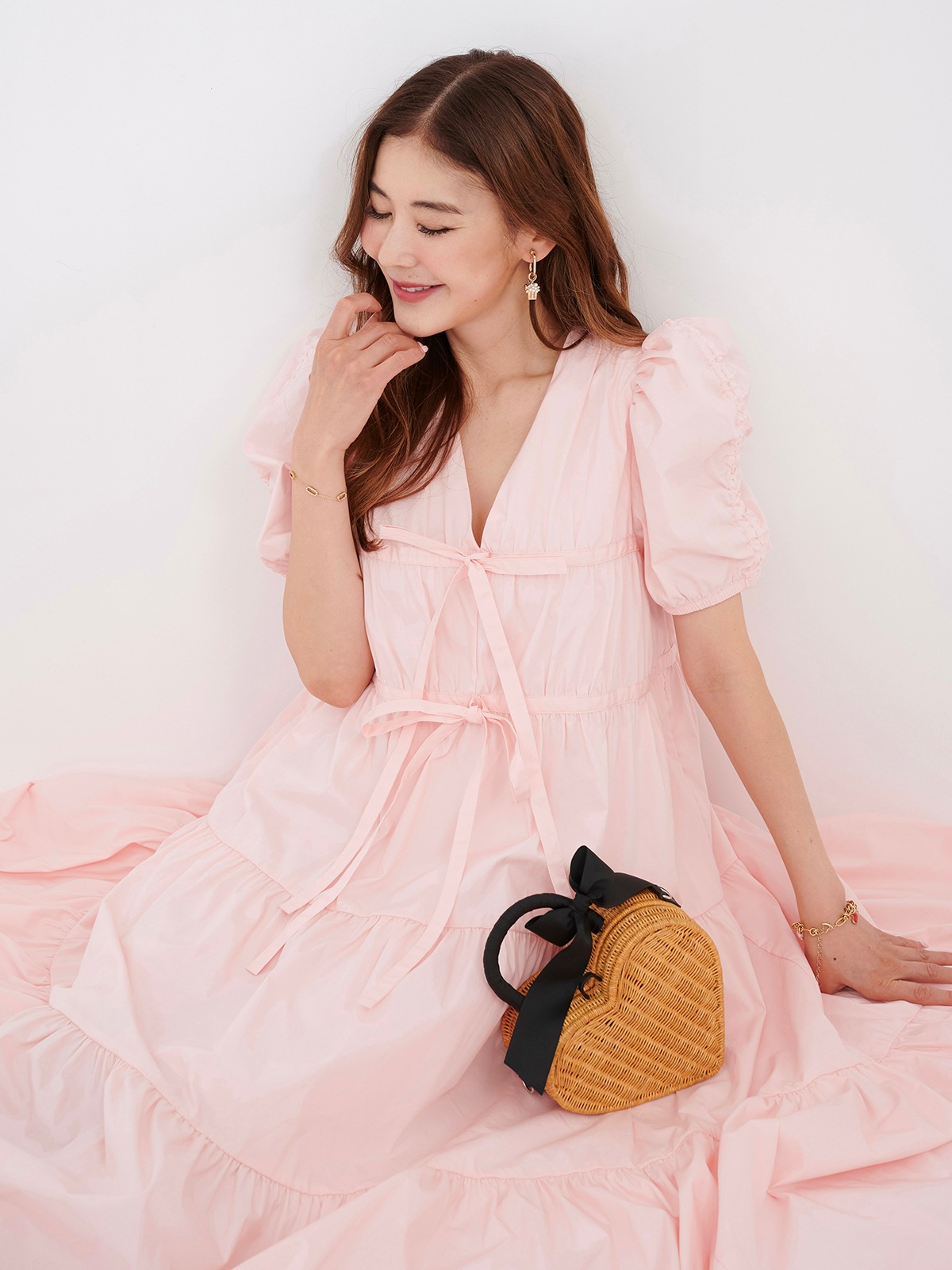 ピンクパフスリーブワンピース | DRESS | OBLI