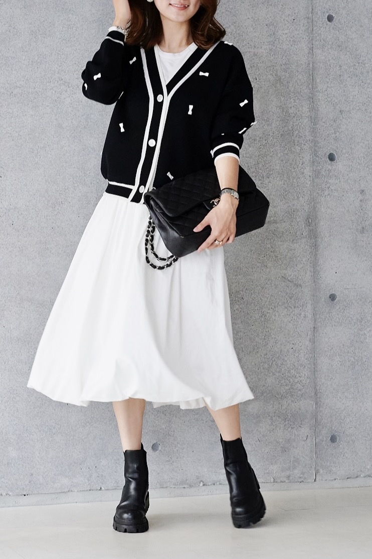 リボンカーディガン/ブラック | ALL | OBLI 