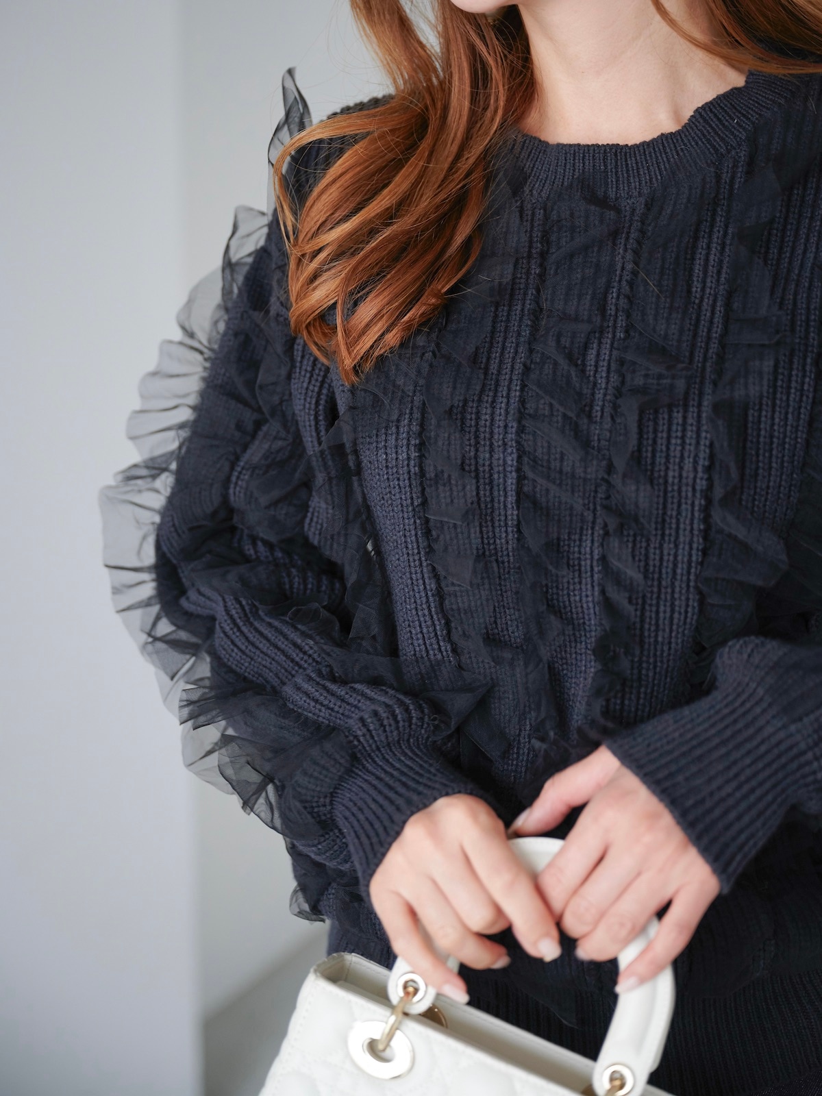 チュールフリルニット