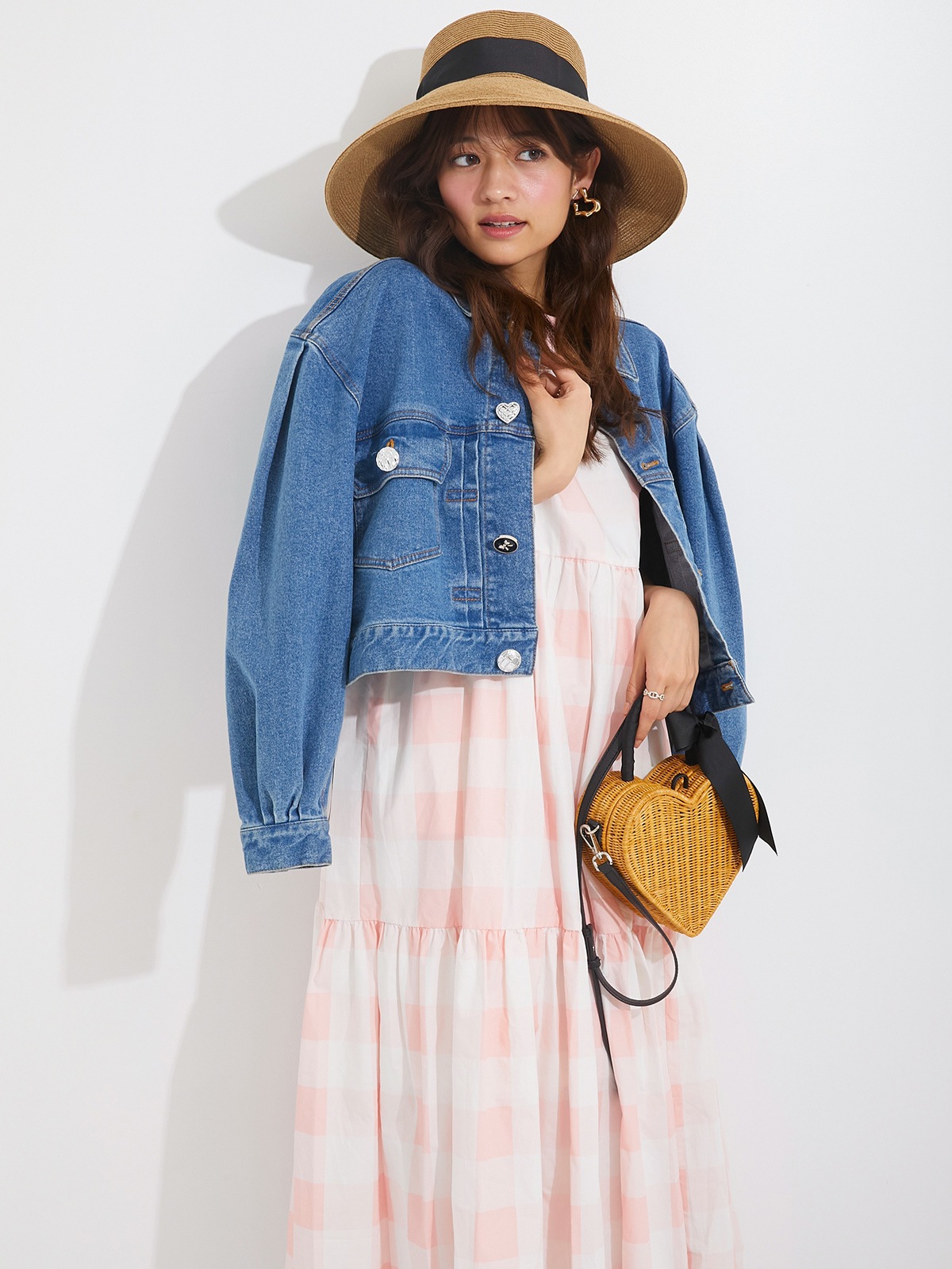 ブロックチェックティアードワンピース/ベビーピンク | DRESS | OBLI