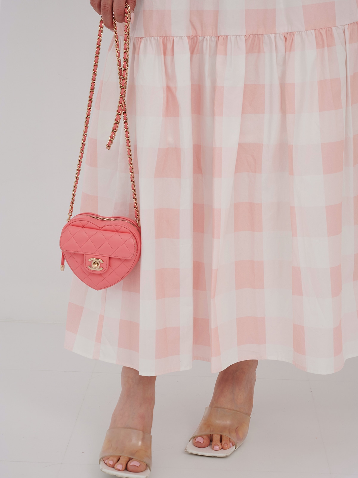 ブロックチェックティアードワンピース/ベビーピンク | DRESS | OBLI
