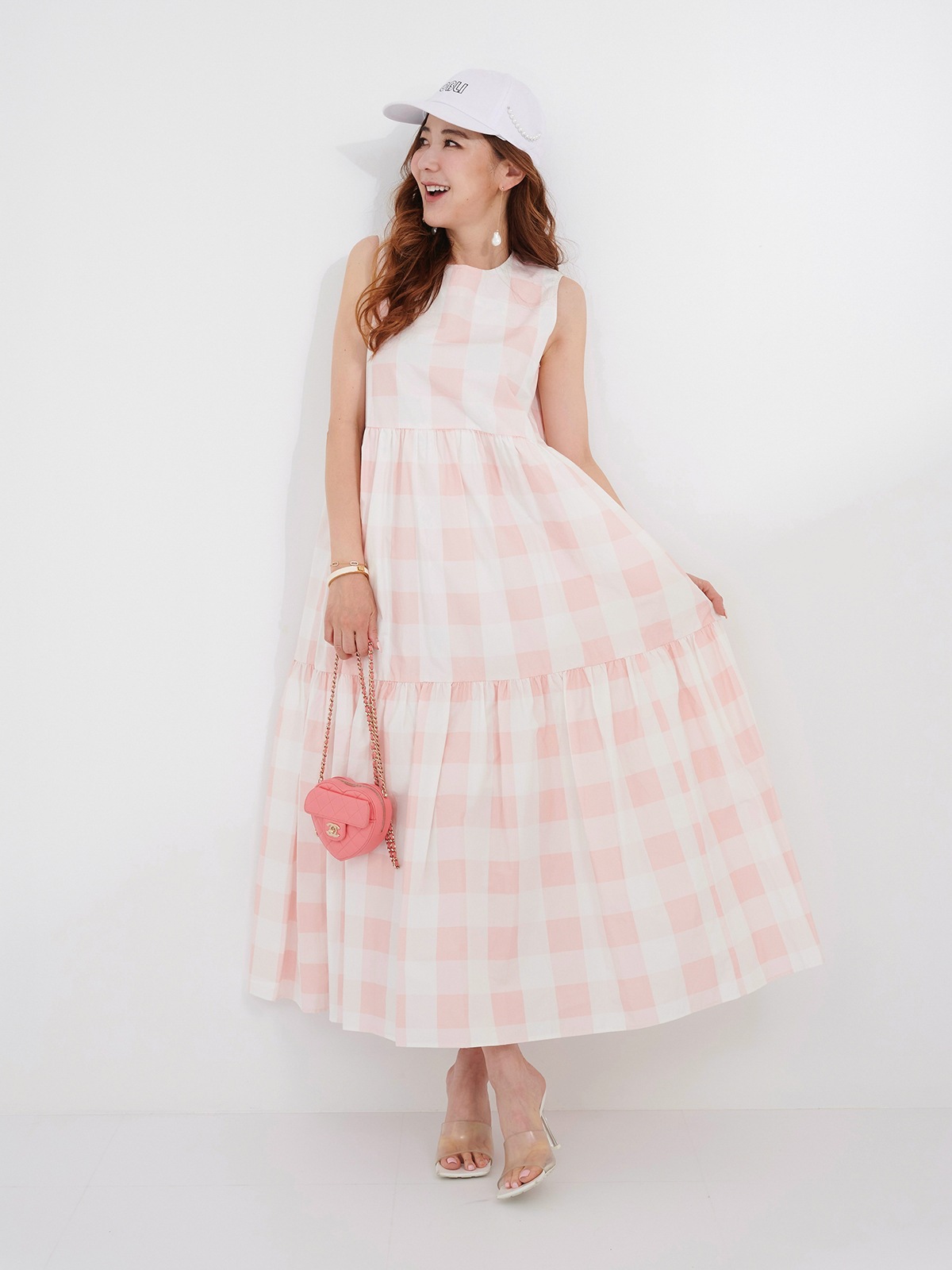ブロックチェックティアードワンピース/ベビーピンク | DRESS | OBLI