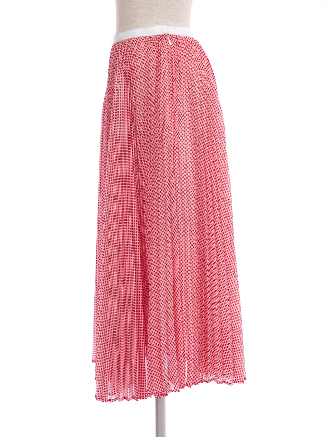 ドットプリーツスカート/レッド | BOTTOMS | OBLI 