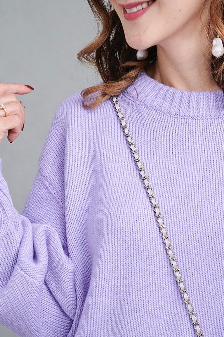 バックスリットカラーニット/パープル【残り4点】