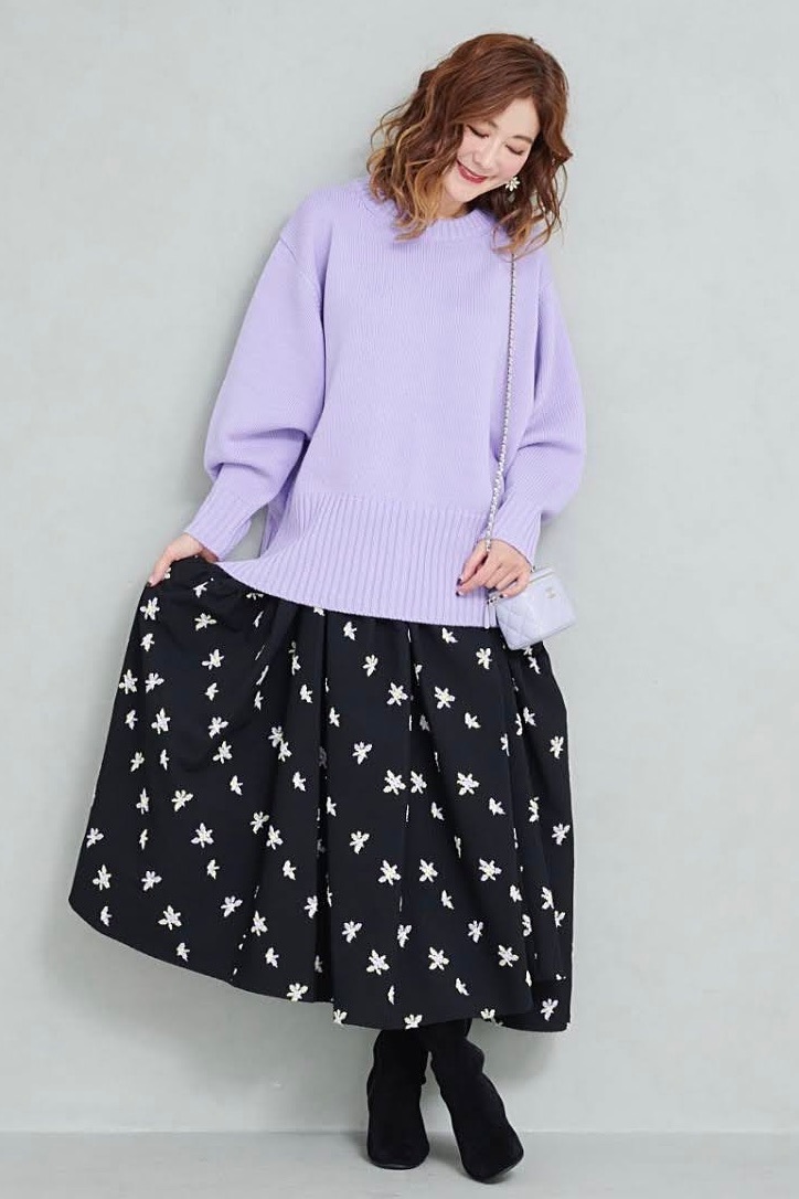 バックスリットカラーニット/パープル【残り4点】