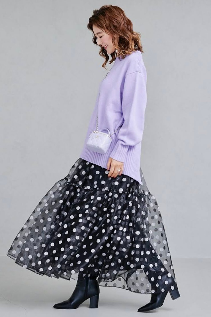 バックスリットカラーニット/パープル【残り4点】