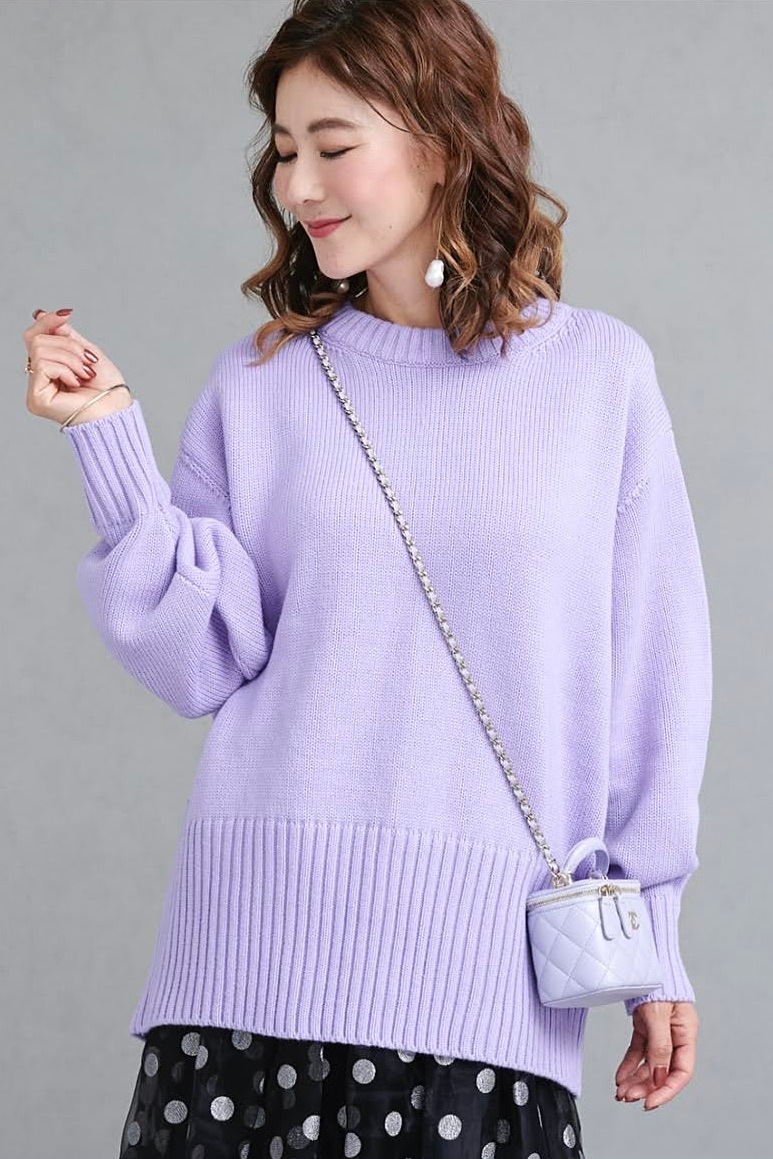 バックスリットカラーニット/パープル【残り4点】 | TOPS | OBLI