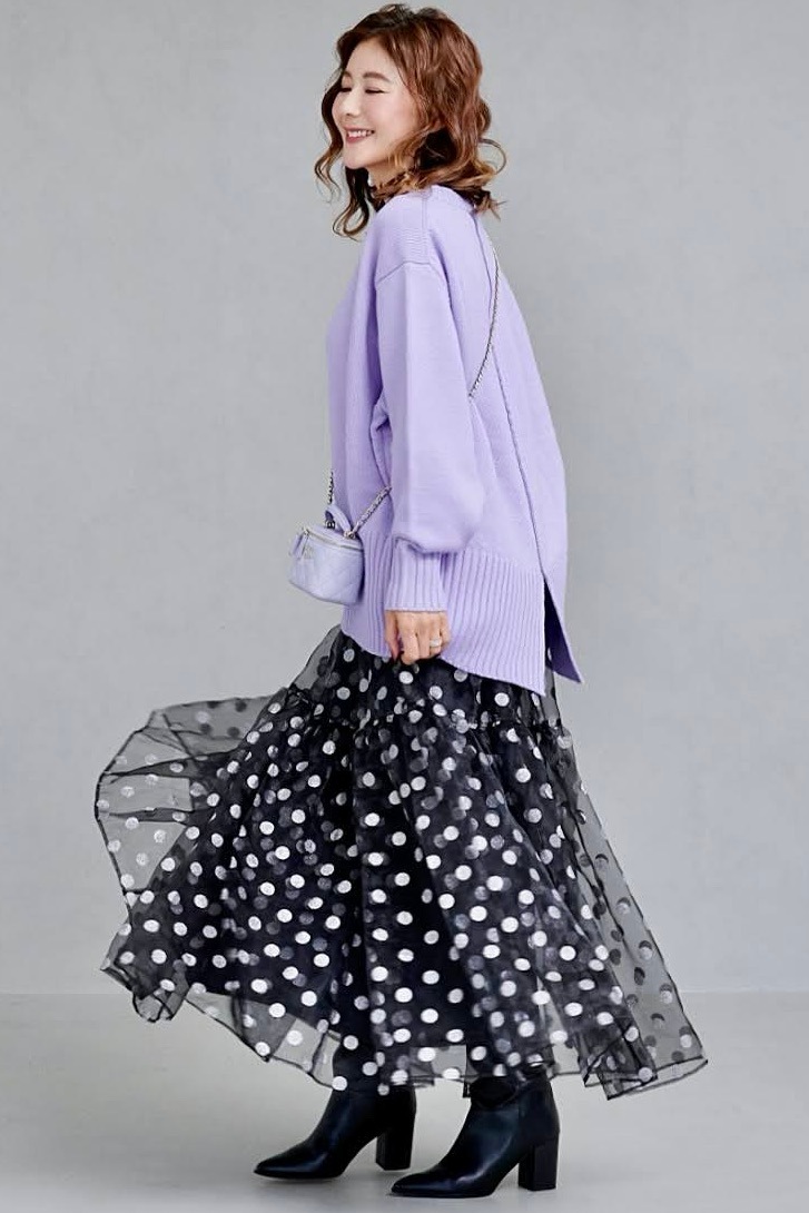 バックスリットカラーニット/パープル【残り4点】