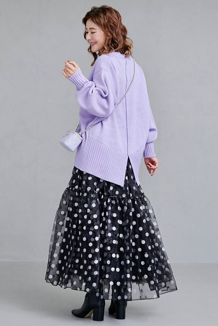 バックスリットカラーニット/パープル【残り4点】