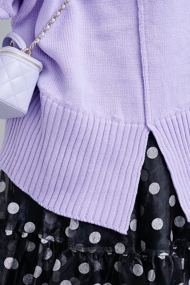 バックスリットカラーニット/パープル【残り4点】