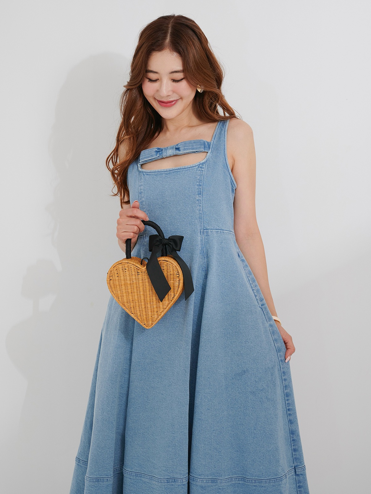 ブルーレーベル ワンピース デニム リボン チェック デニムリボンワンピース | DRESS | OBLI