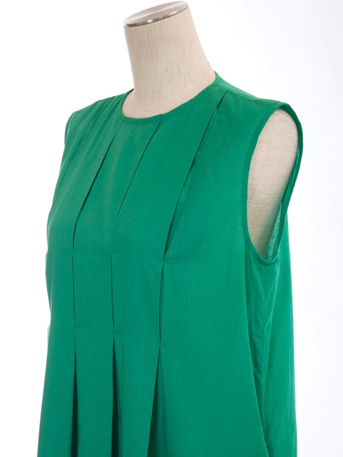 グリーンタックワンピース | DRESS | OBLI 