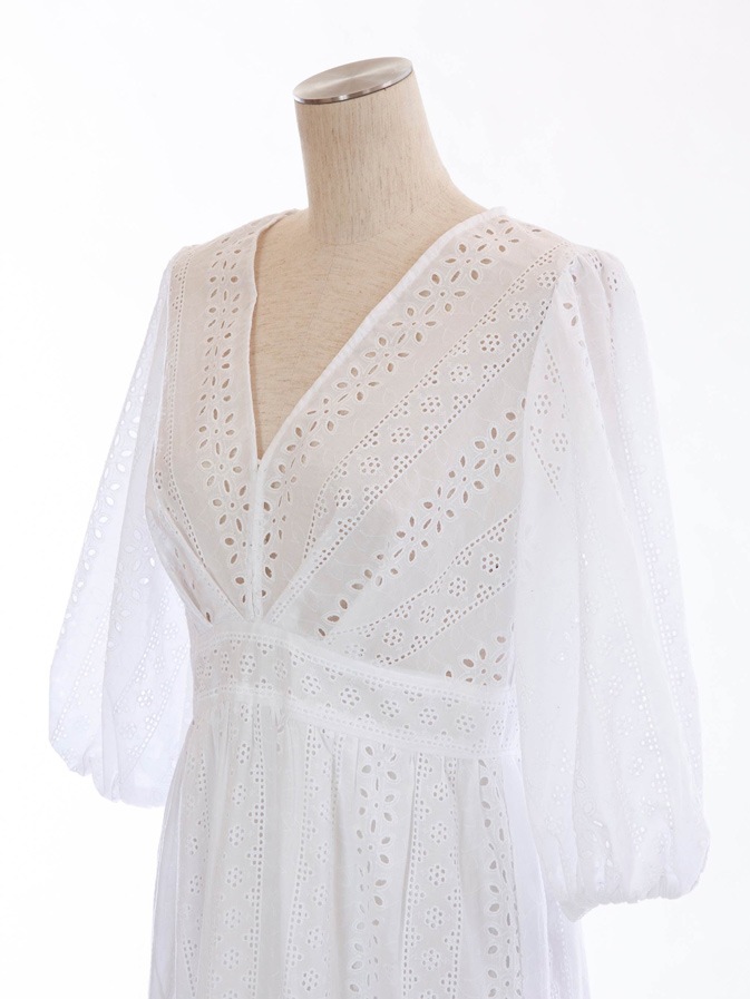 Vネックコットンレースワンピ | ALL | OBLI 