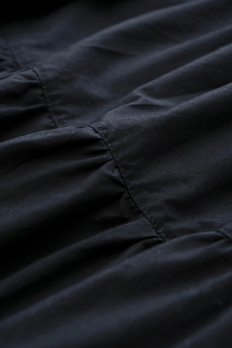 パワーショルダーティアードワンピース/ブラック