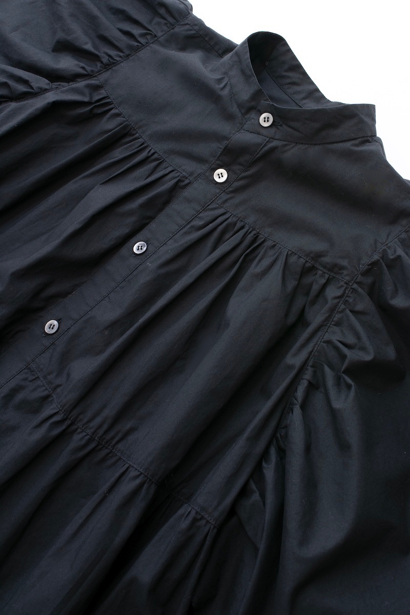 パワーショルダーティアードワンピース/ブラック