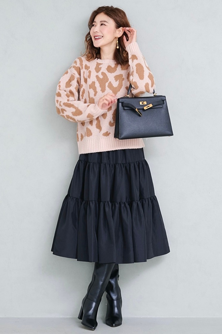 ピンクレオパードニット