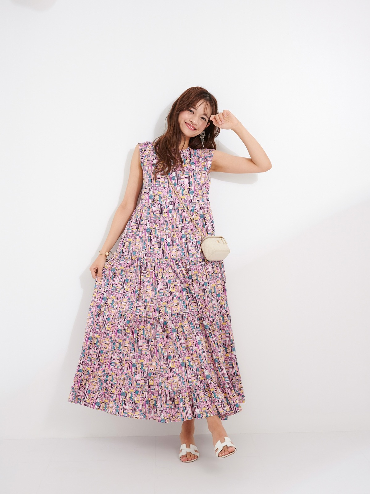 ROSSO フロッキープリントティアードワンピース コスメプリントティアードワンピース | DRESS | OBLI
